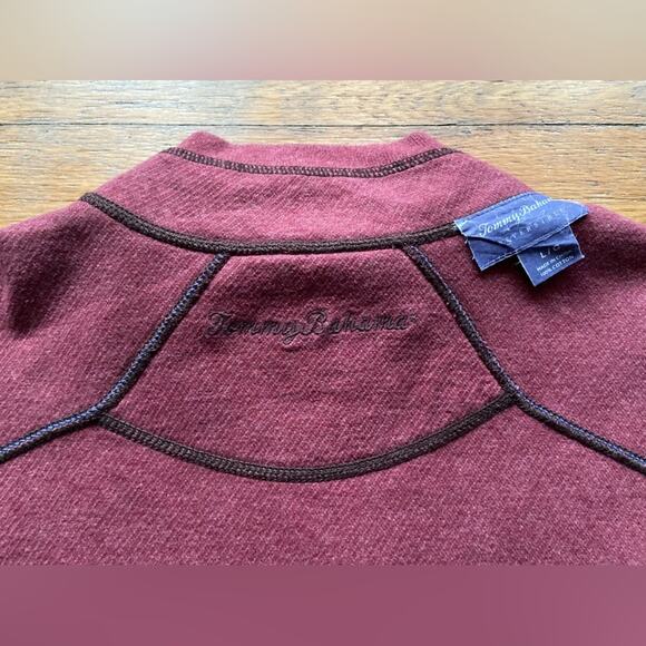 TOMMY BAHAMA Reversible Maroon/Brown 1/4 Zip Cotton Pullover Sweater sz Large - Picture 13 of 16